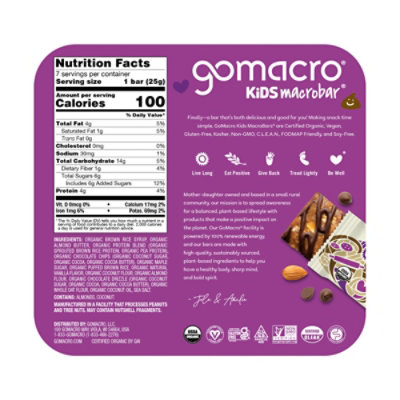 GoMacro Chocolate Chip Cookie Dough Kids Bar - 7-0.9 Oz - Image 5