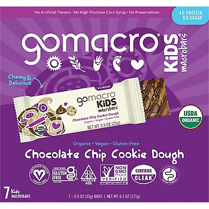 GoMacro Chocolate Chip Cookie Dough Kids Bar - 7-.9 Oz - Image 2