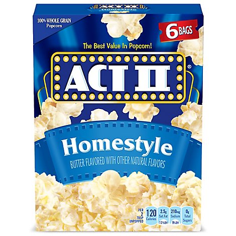 Act Ii Homestyle Microwave Popcorn 2.75 Oz. 6-count - 16.5 OZ