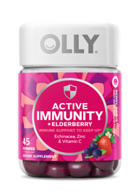 OLLY Active Immunity + Elderberry Gummies Berry Brave - 45 Count - Image 1