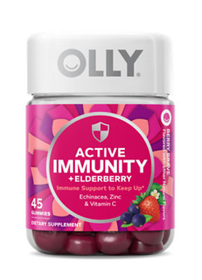 OLLY Active Immunity + Elderberry Gummies Berry Brave - 45 Count