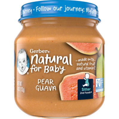 Gerber 2nd Foods Natural For Baby Pear Guava Baby Food Jar - 4 Oz