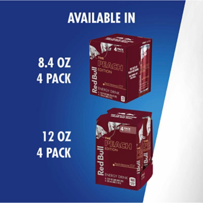 Red Bull Peach Edition Energy Drink Peach Nectarine 114mg Caffeine - 4-12 Fl. Oz. - Image 7