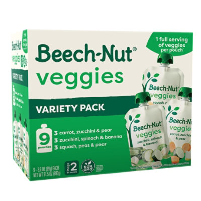 Beech-Nut Veggies Stage 2 Variety Pack Baby Food 9 Count - 3.5 Oz - Image 1