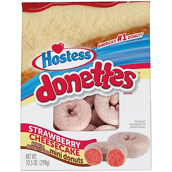 Hostess Strawberry Cheesecake Donettes Bag Mini Donuts - 10.5 Oz