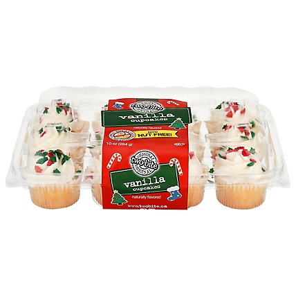 Two Bite Vanilla Cupcakes Christmas 12 Pack - 10 OZ - Image 3
