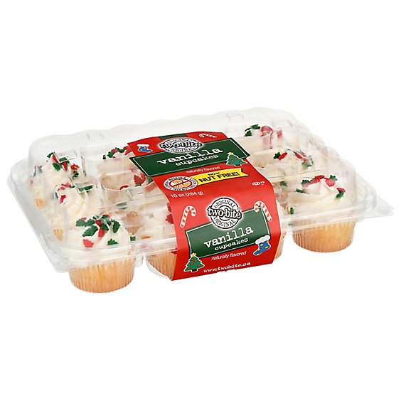 Two Bite Vanilla Cupcakes Christmas 12 Pack - 10 OZ