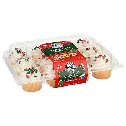 Two Bite Vanilla Cupcakes Christmas 12 Pack - 10 OZ - Image 1