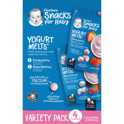 Gerber Snacks for Baby Strawberry & Mixed Berry Yogurt Melts Variety Pack Bag - 4-1 Oz