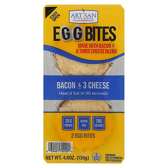 Artisan Kitchens 3 Cheese & Bacon Egg Bites 2 Count - 4.6 OZ