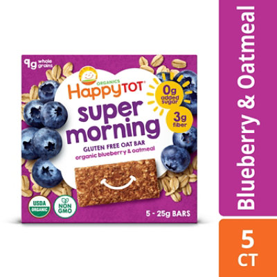 Happy Tot Organics Super Foods Oat Bar Organic Blueberries & Oatmeal - 5-0.88 Oz - Image 1