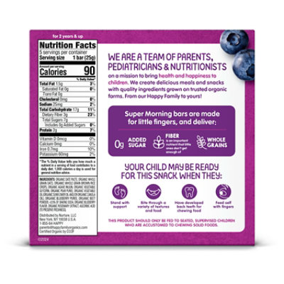 Happy Tot Organics Super Foods Oat Bar Organic Blueberries & Oatmeal - 5-0.88 Oz - Image 2