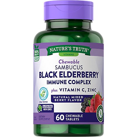 Nature's Truth Sambucus Black Elderberry Immune Complex Plus Vitamin C and Zinc - 60 Count