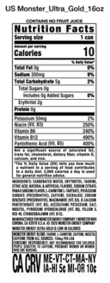 Monster Energy Ultra Gold Sugar Free Energy Drink - 16 Fl. Oz. - Image 3