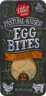 Vital Farms Egg Bites Bacon Cheddar 2ct - 4.6 OZ