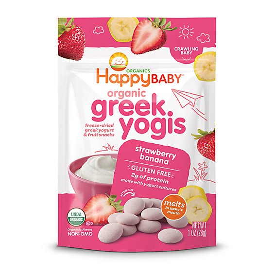 Happy Baby Organics Greek Yogis Strawberry Banana - 1 Oz