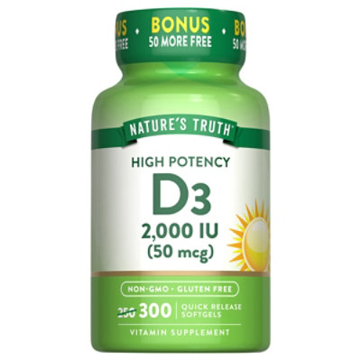 Nature's Truth High Potency Vitamin D3 50 mcg - 300 Count - Image 1