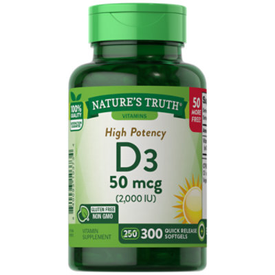 Nature's Truth High Potency Vitamin D3 50 mcg - 300 Count - Image 1