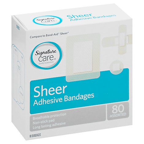 Signature Care Bandages Sheer Assorted - 80 CT
