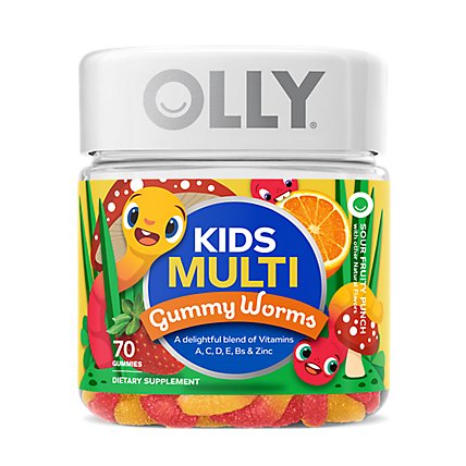 OLLY Kids Multi Gummy Worms Sour Fruity Punch - 70 Count - Image 2