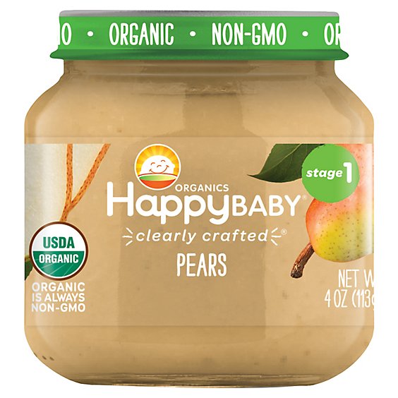 Happy Baby Organic Stage 1 Cc Pears Jar - 4 OZ