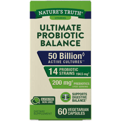 Nature's Truth 50 Billion Active Cultures Ultimate Probiotic Balance - 60 Count
