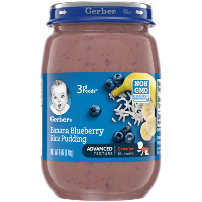 Gerber 3rd Foods Banana Blueberry Rice Pudding Baby Food Jar - 6 Oz