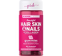 Pink Dazzling Hair Skin Nails Plus Collagen Gummies - 60 Count