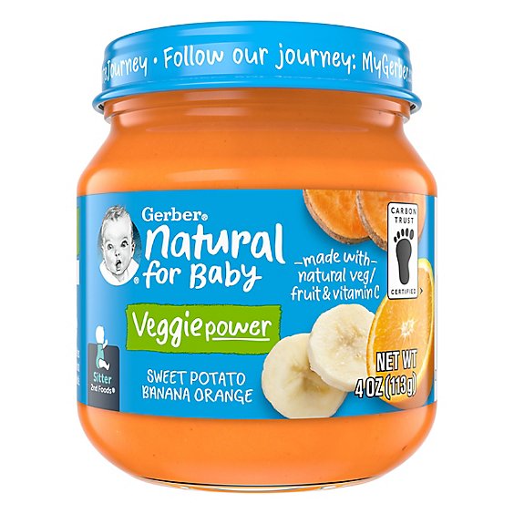Gerber 2nd Foods Natural Sweet Potato Banana Orange Baby Food Jar - 4 Oz