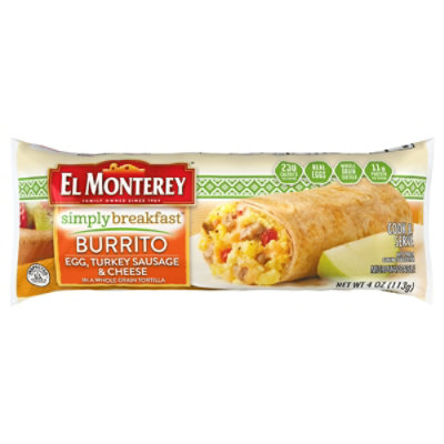 El Monterey Simply Egg, Turkey Sausage & Cheese Breakfast Burrito - 4 ...