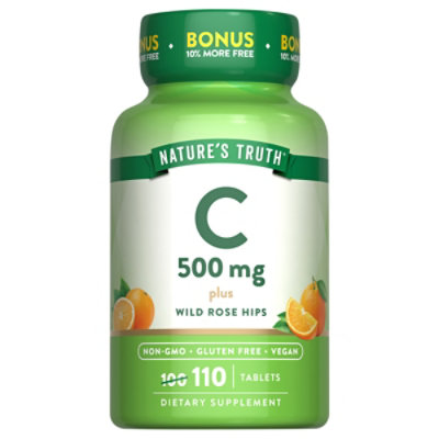 Nature's Truth Vitamin C 500 mg Plus Wild Rose Hips - 110 Count - Image 1