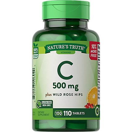 Nature's Truth Vitamin C 500 mg Plus Wild Rose Hips - 110 Count - Image 1
