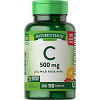 Nature's Truth Vitamin C 500 mg Plus Wild Rose Hips - 110 Count - Image 1
