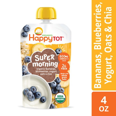 Happy Tot Organics Super Morning Organic Bananas Blueberries Yogurt Oats Chia - 4 Oz - Image 1