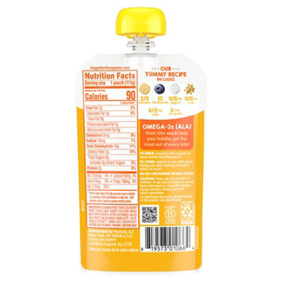 Happy Tot Organic Stage 4 Banana Blueberry Yogurt Oat & Chia Toddler Food Pouch - 4 Oz - Image 3