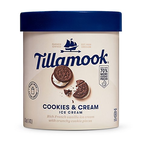 Tillamook Ice Cream Cookies N Cream - 1.5 QT