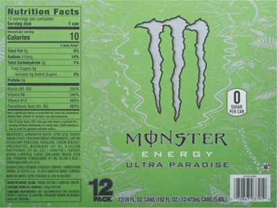 Monster Energy Ultra Paradise Sugar Free Energy Drink - 12-16 Fl. Oz. - Image 6