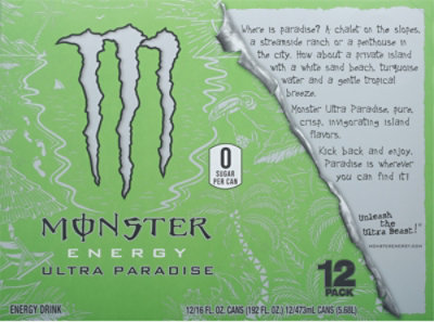 Monster Energy Ultra Paradise Sugar Free Energy Drink - 12-16 Fl. Oz. - Image 2
