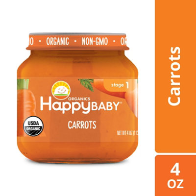 Happy Baby Organics Stage 1 Carrots Jar - 4 Oz - Image 1