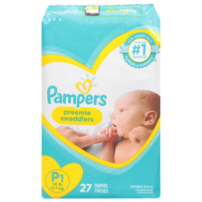 Pampers Diapers Swaddlers Jumbo Pack Size Preemie 27 Count - Voilà