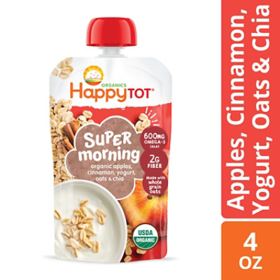 Happy Tot Organics Stage 4 Organic Apples Cinnamon Yogurt & Oats + Super Chia Pouch - 4 Oz - Image 1