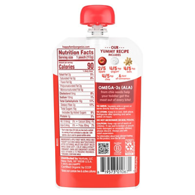 Happy Tot Organics Stage 4 Apple Cinnamon Yogurt & Oats Organic Toddler Food Pouch - 4 Oz - Image 3
