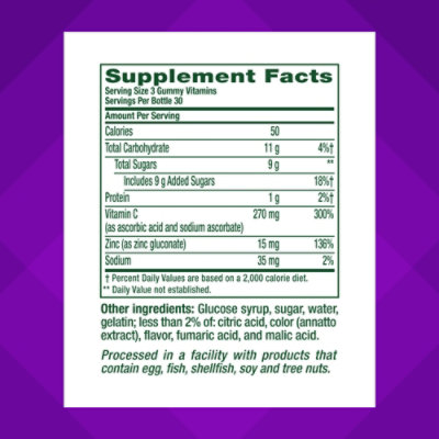 Vitafusion Power Zinc Strawberry Tangerine Flavored Immune Support Gummy Vitamins - 90 Count - Image 4
