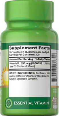 Nature's Truth High Potency Vitamin D 10000 IU - 100 Count - Image 2