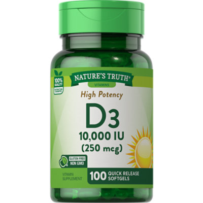 Nature's Truth High Potency Vitamin D 10000 IU - 100 Count - Image 1