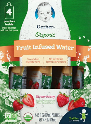 Gerber Organic Fruit Infused Water Strawberry - 4-3.5 FZ