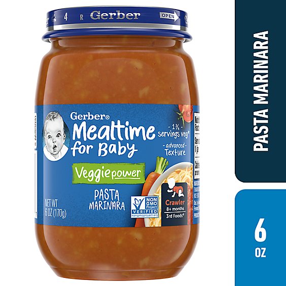 Gerber 3rd Foods Veggie Power Pasta Marinara Mealtime Jar for Baby - 6 Oz