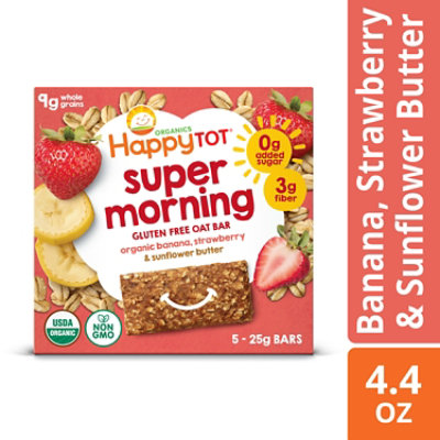 Happy Tot Organics Super Foods Oat Bar Organic Bananas Strawberries Sunflower Butter - 5-4.4 Oz - Image 1