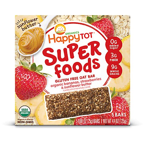 Happytot Super Food Banana/strawberry Bar - 4.4 OZ