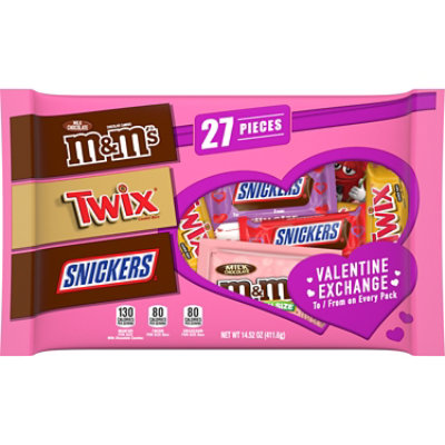 Mars M&M'S Snickers Twix Valentines Assorted Chocolate Candy - 27 Count